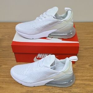 Nike Air Max 270 GS White Metallic Silver Size Women's 8.5 94334-103 New*